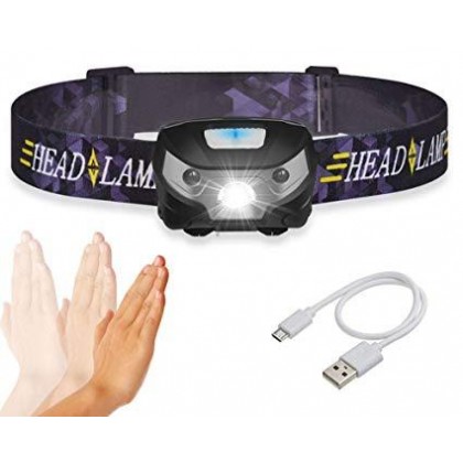 Ultra Bright LED HeadLamp Motion Sensor USB Rechargeable head lamp headlight 5 Modes For Running, Camping, Hiking & More