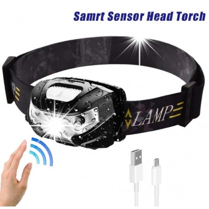 Ultra Bright LED HeadLamp Motion Sensor USB Rechargeable head lamp headlight 5 Modes For Running, Camping, Hiking & More